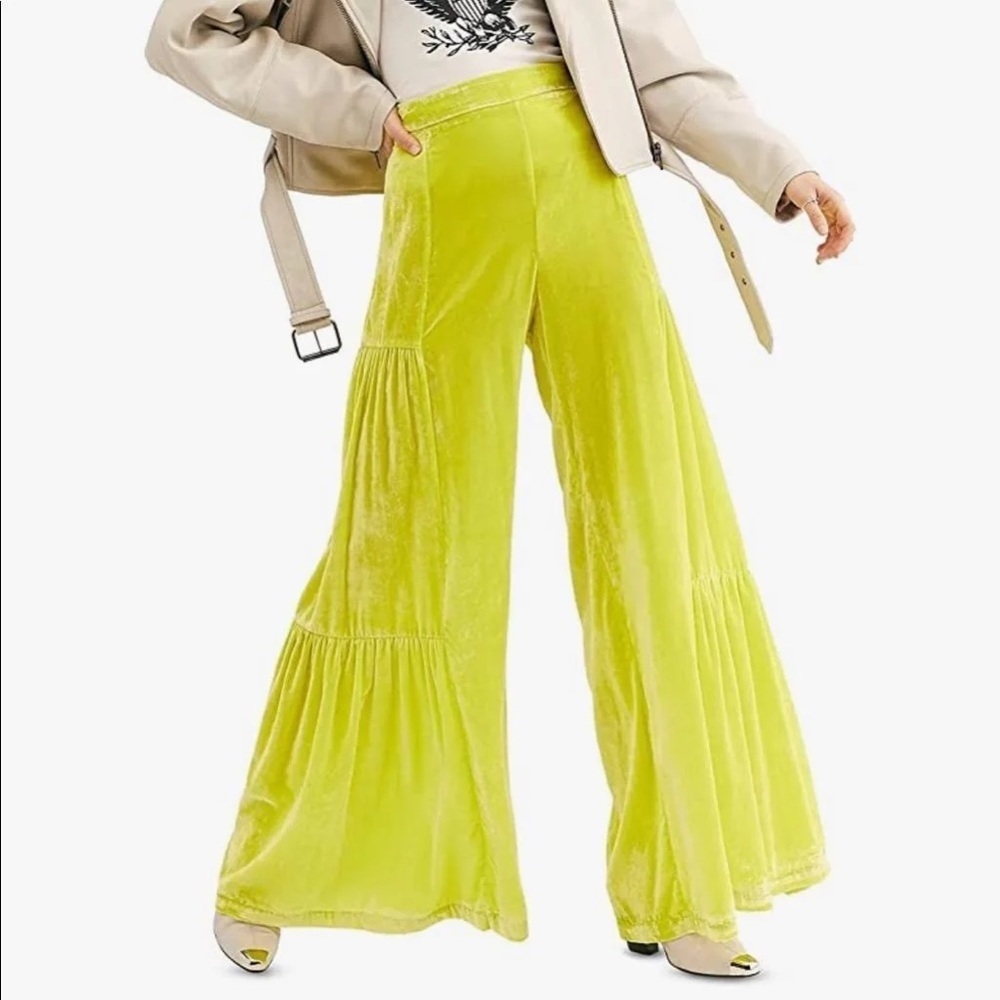 Free People Say La Vie Wide Leg Velvet Pants